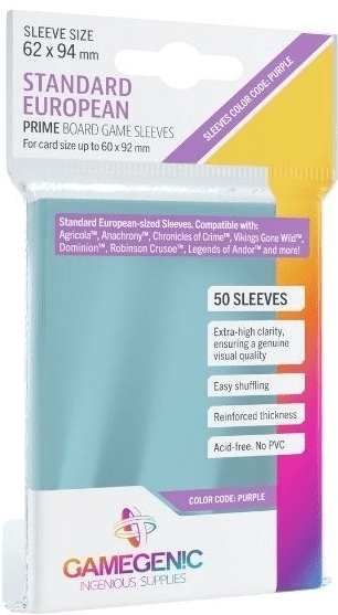 Sleeves Gamegenic Prime Standard European - 62 × 94 mm