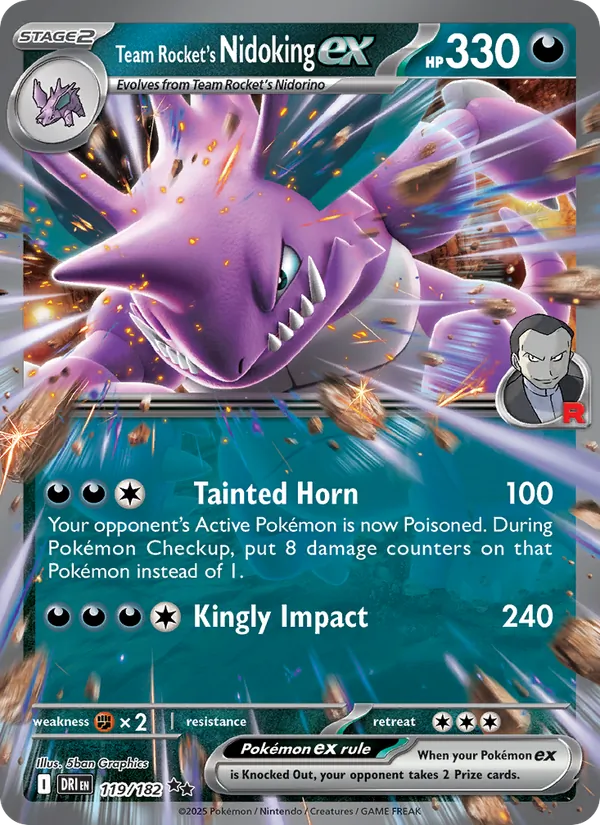 Team Rocket's Nidoking ex (119/182) - Destined Rivals - Double rare - EN